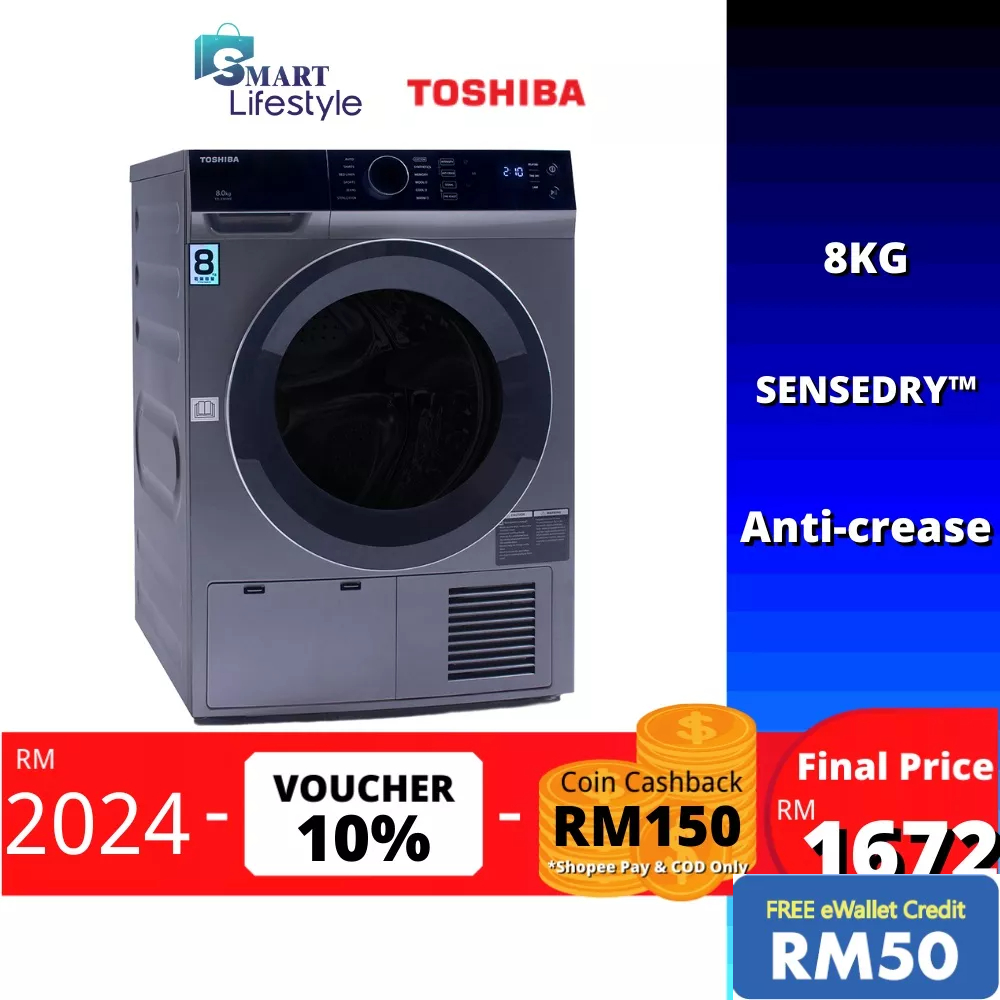 Toshiba Sensedry Condenser Dryer (8kg) TDK90MEM(SK) Shopee Malaysia