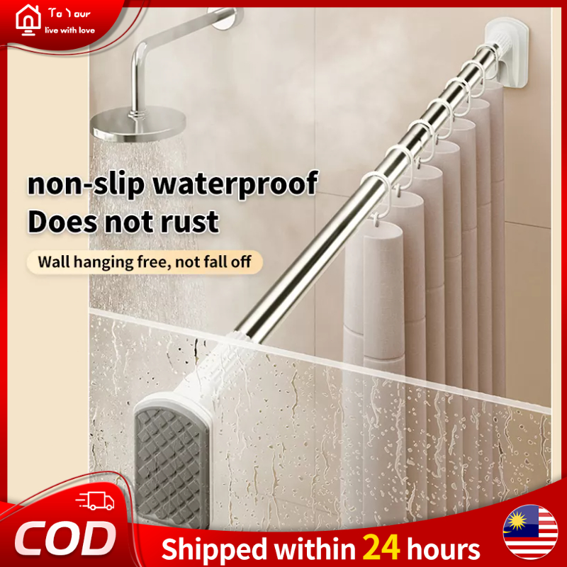 Adjustable Curtain Rod Stainless Steel drying rack clothes spring Bar ...