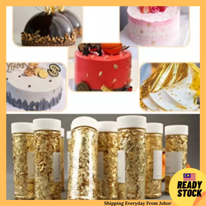 24K Genuine Edible Grade Gold Leaf Schabin Flakes Decorate Cake Ice ...