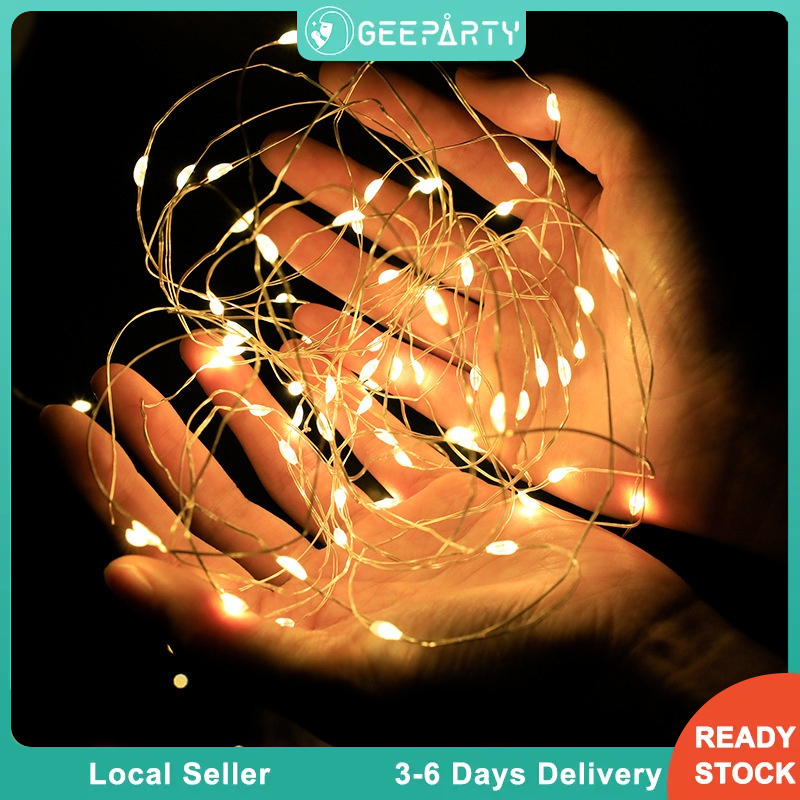 GeeParty 2M Battery Powered Warm White String LED Lights for Room ...