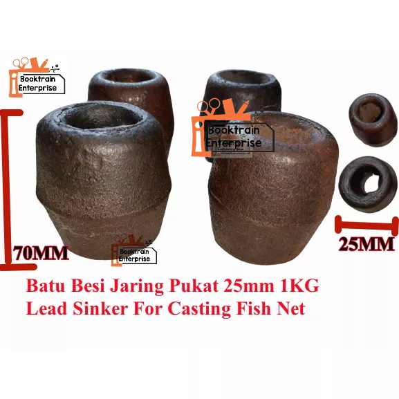 Batu Besi Jaring Pukat 25mm 1KG/Batu Ladung Pantai/ Perforated Lead Drop Net /Lead Sinker For Casting Fish Net