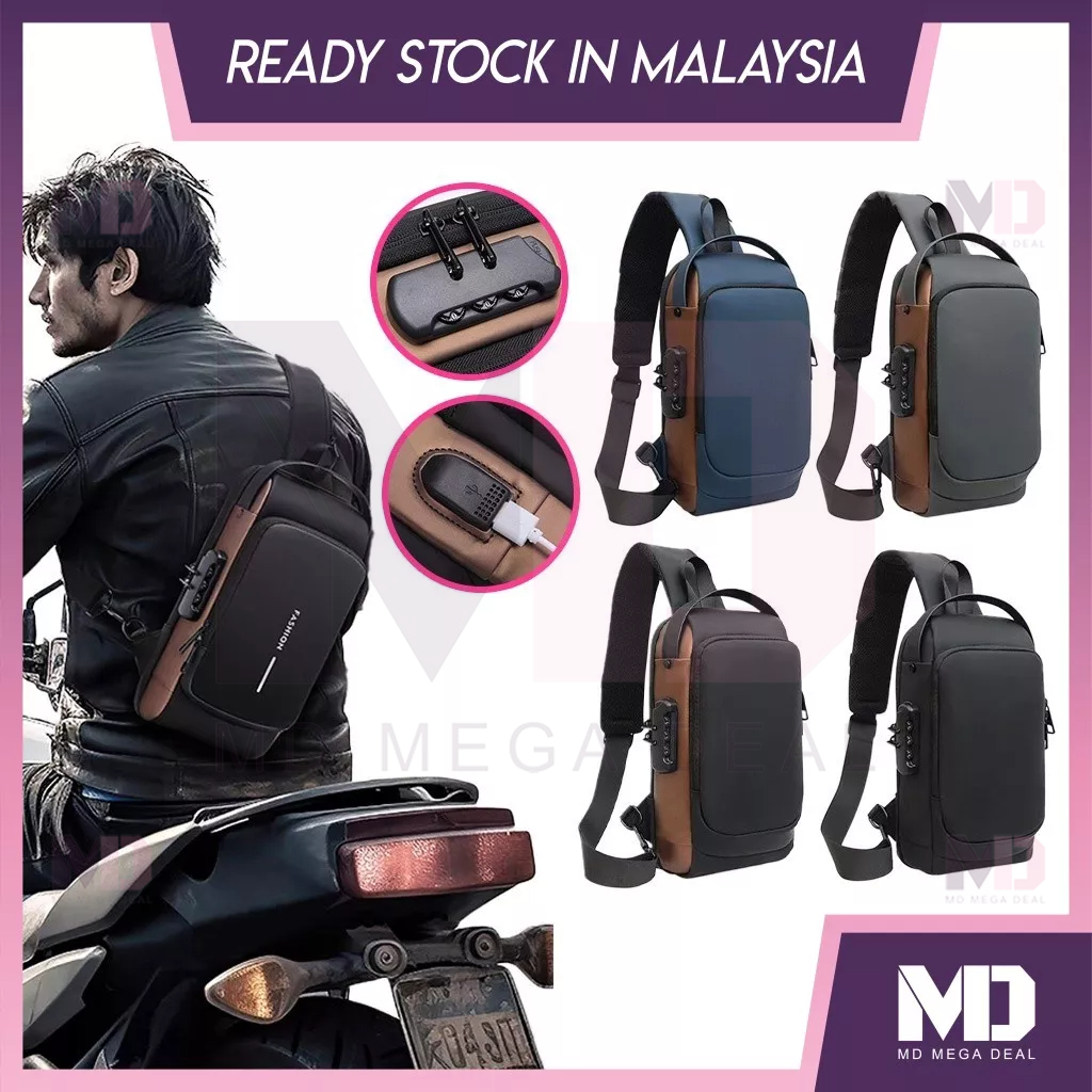 《Mega Deal》Men's Rambo Men Anti-theft Lock Sling Bag Fashion Chest Pack ...