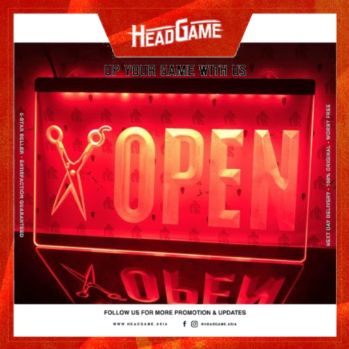 OPEN Scissor Barbershop Neon Light Sign LED Signboard (Red/Blue/Green ...