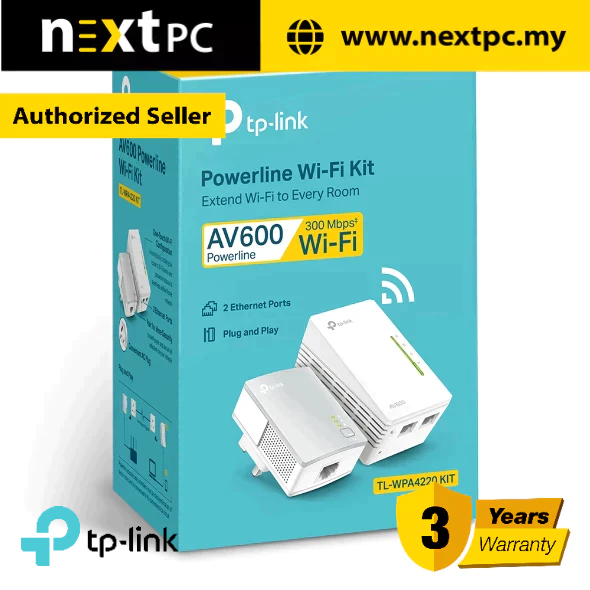 Ready Stock Tp Link Tl Wpa4220 Kit 300mbps Av600 Wi Fi Powerline