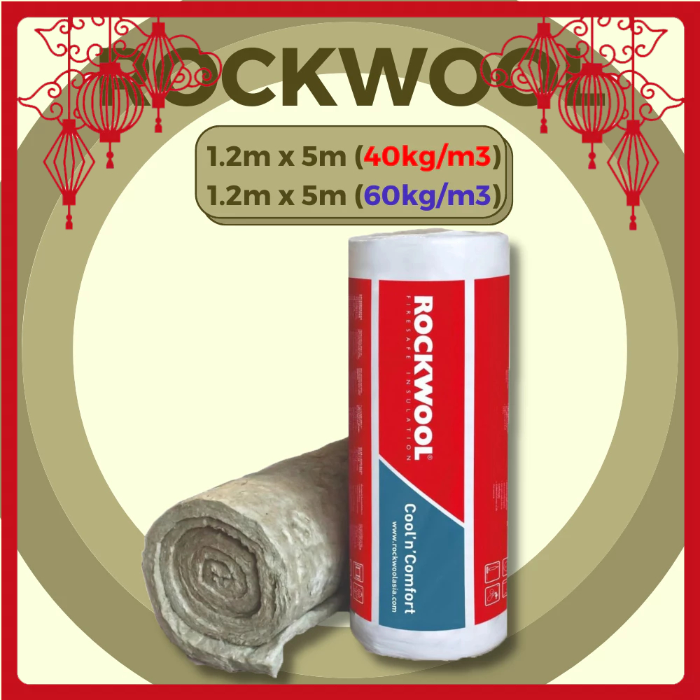 ROCKWOOL Mineral Wool (1.2m X 5m [40kg/m3][60kg/m3]) Heat Insulation ...