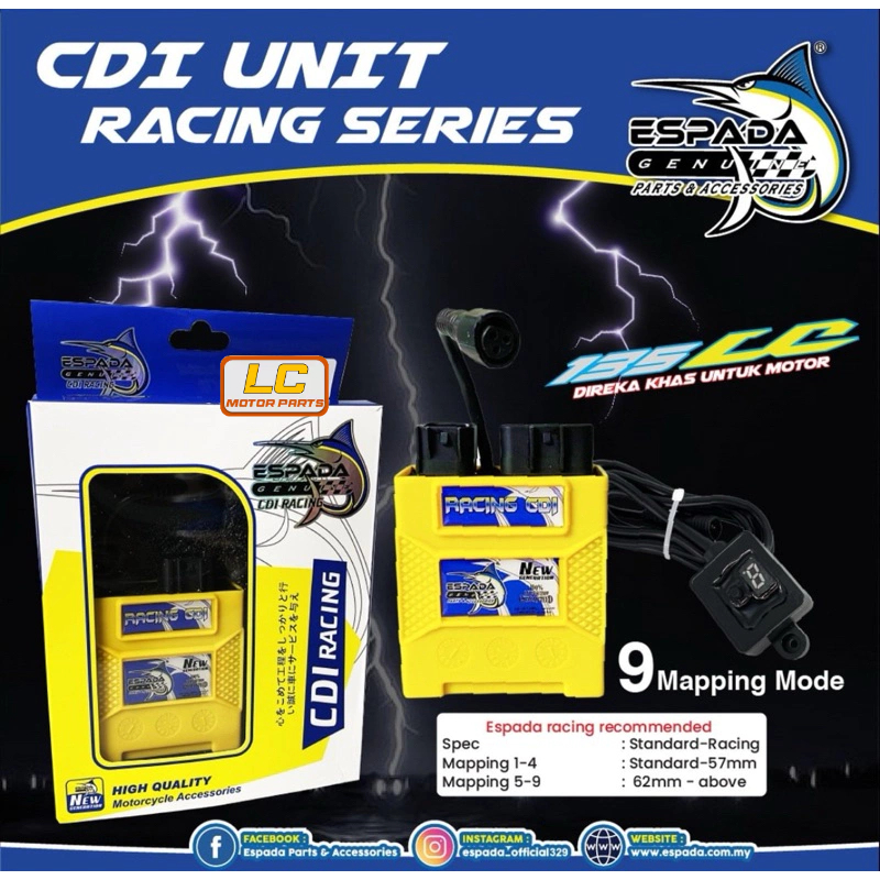 [SIAP MAPPING] ESPADA LC135 CDI UNIT RACING 9M-ll PnP 9 MAPPING 8 MODE ...