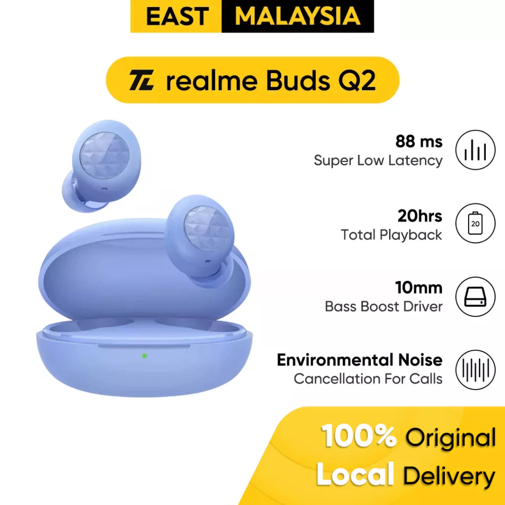 realme Buds Q2 TWS Wireless Bluetooth Earphones Touch Control 20 Hours