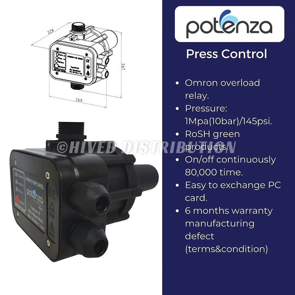 (ZTOOLS) POTENZA PC-10 Automatic Water Pump Pressure Controller 1.5HP ...