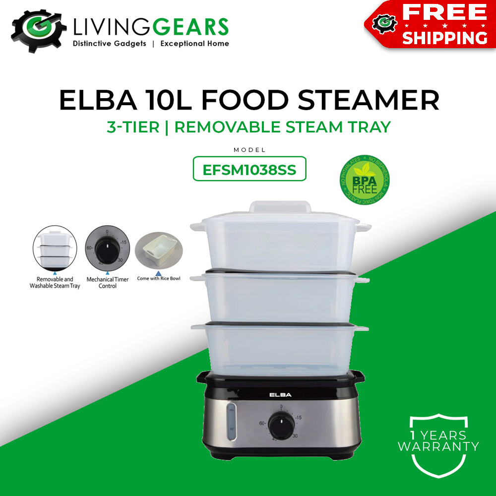 ELBA 10L Food Steamer Removable Steam Tray (EFSM1038SS) Shopee Malaysia