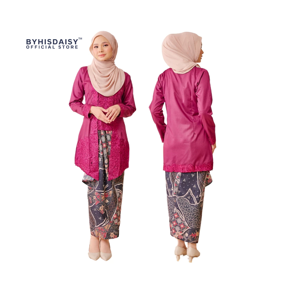 Byhisdaisy Set Kebaya Labuh Darina X Pario Dara Cotton Linen Senang Gosok Muslimah Shopee