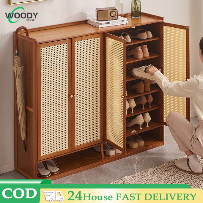 Bamboo Shoe Cabinet Wooden Shoe Cabinet Rattan Door Shoe Rack Organizer  Bamboo Shoe Cabinet