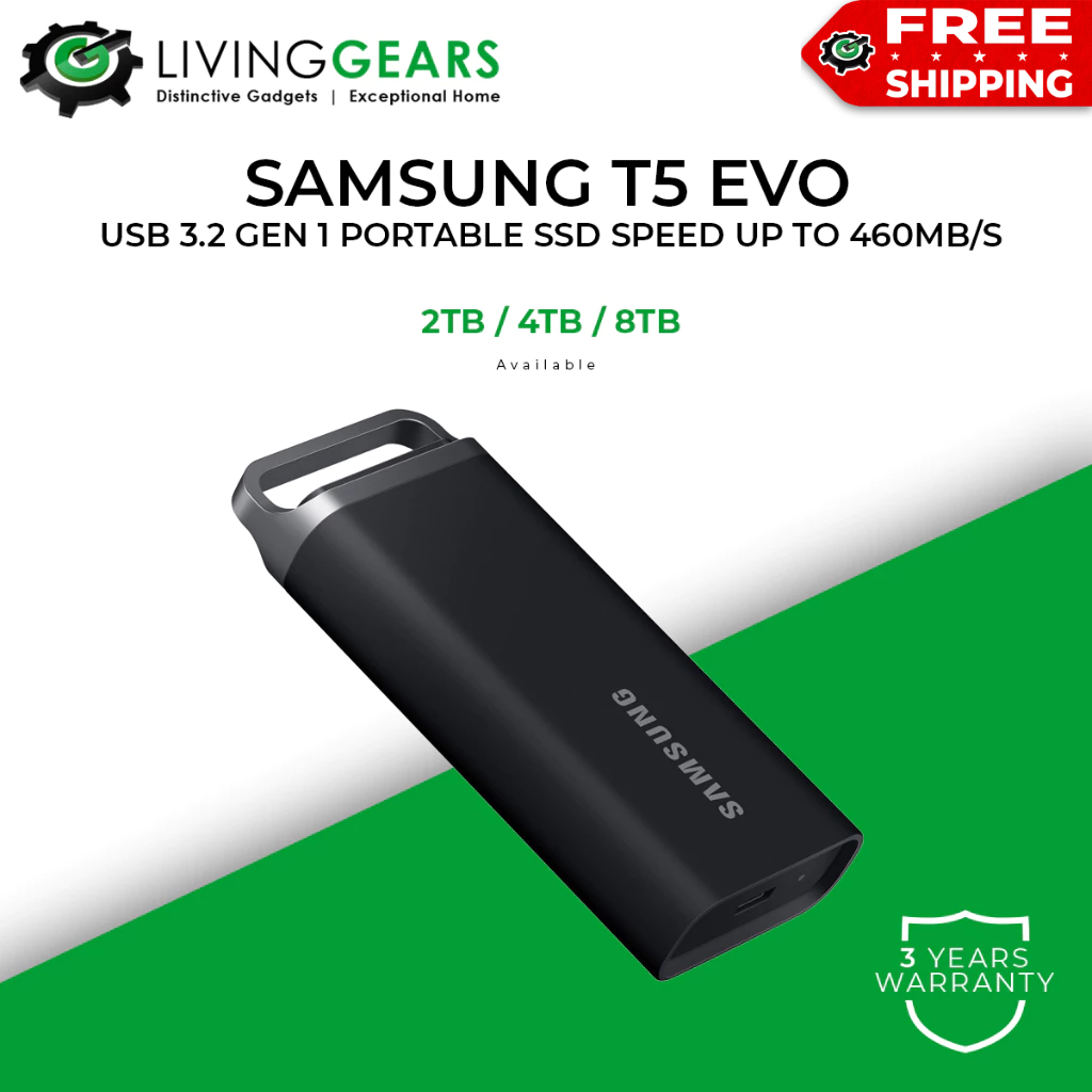 Samsung T5 Evo Portable External Solid State Drive Ssd Usb3 2 2tb 4tb 8tb Shopee Malaysia