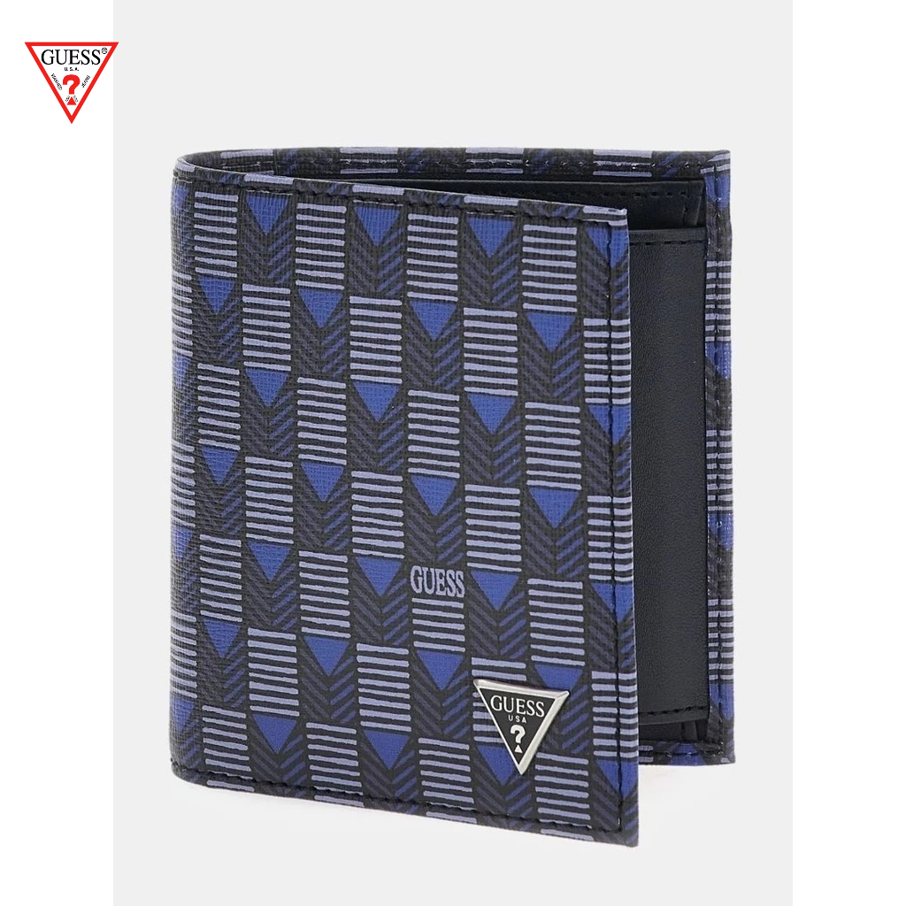 Gues Men Jetset Small Billfold With Coin Pocket Blue Colour Shopee