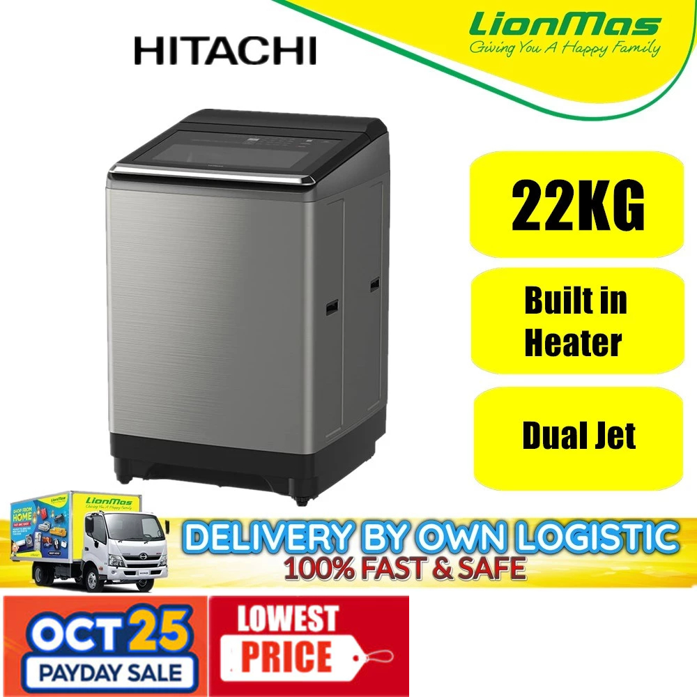HITACHI 22KG INVERTER WASHING MACHINE SF220ZFV with Built in Heater