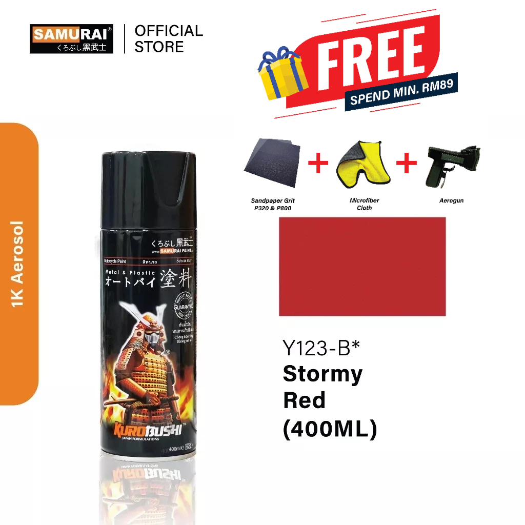 Samurai Spray Paint Yamaha Stormy Red (400ml) Y123B Shopee Malaysia