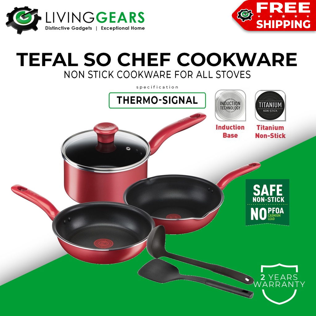 Tefal So Chef Set Pcs Pcs Induction Cookware Set Deep Pan Frypan Wokpan Saucepan Cm