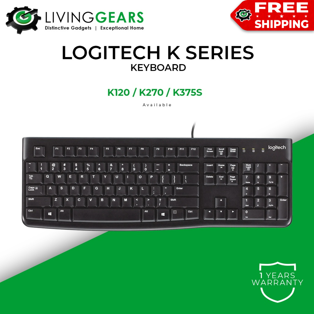 Logitech K120/K270/K375S USB Wired/Wireless/Bluetooth Keyboard Shopee