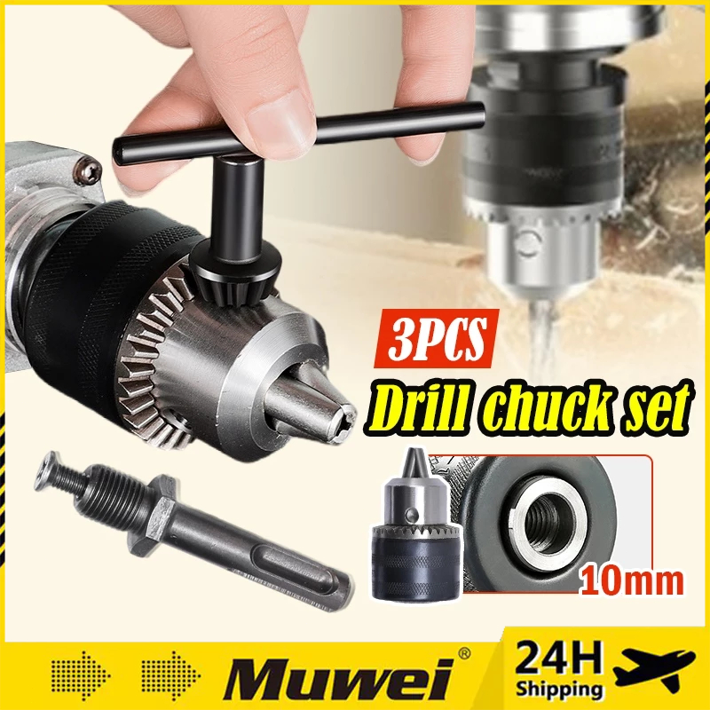 3PCs Hex Shank Drill Chuck Head Set 10mm Adapter Converter Bosch Makita