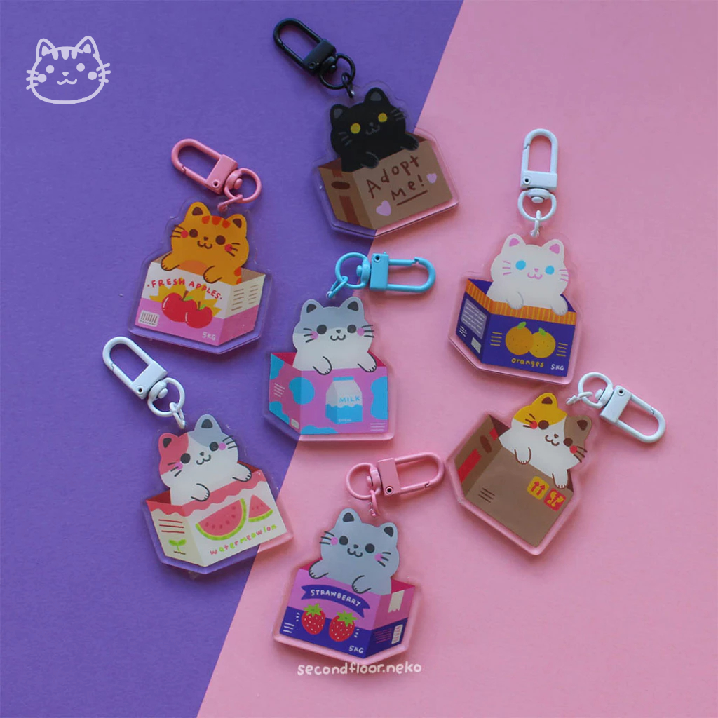 Cats in Boxes Acrylic Keychain | secondfloor.neko | Shopee Malaysia