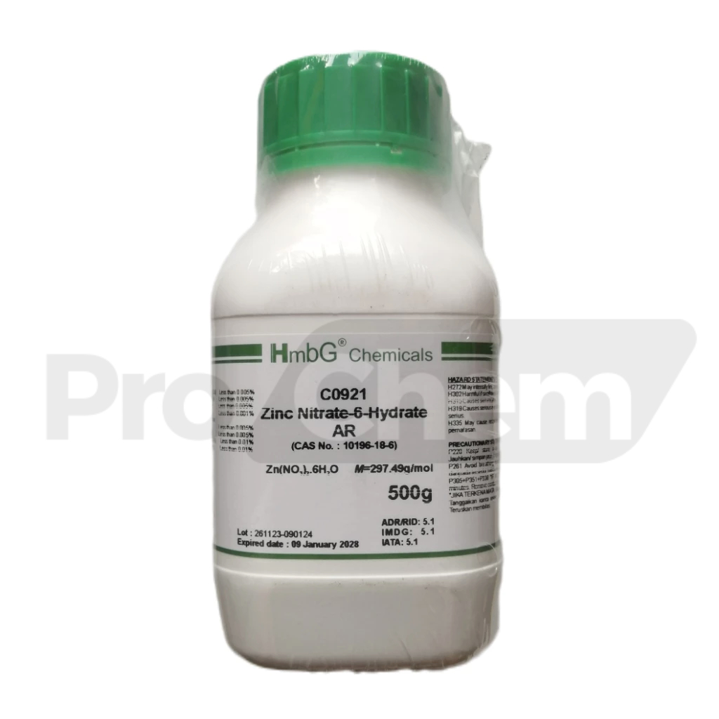 Zinc Nitrate Hexahydrate AR, HmbG 500g [CAS No. 10196-18-6] | Shopee ...