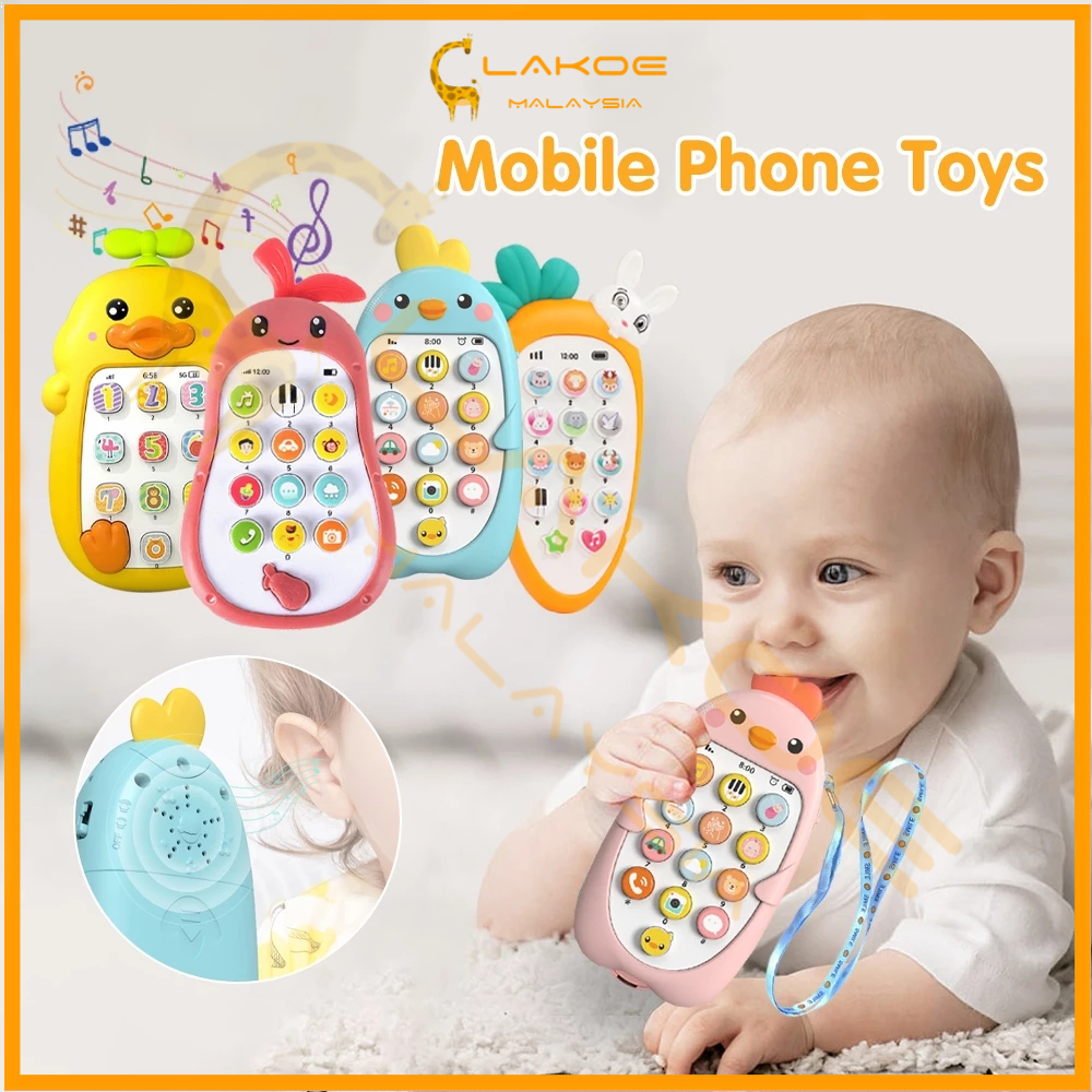 LAKOE Baby early education Chinese music simulation mobile phone toys  Radish Teether bite toy Kids Telephone
