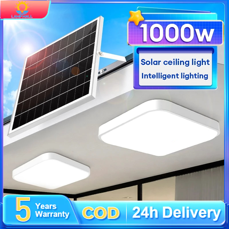 Solar light indoor 1000W LED solar square light ceiling light bedroom light solar light Dalaman ...