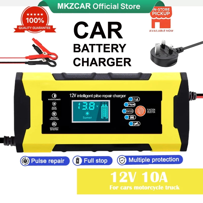 Car Battery Charger Bateri Kereta 12V 10A Battery Kereta Pengecas ...