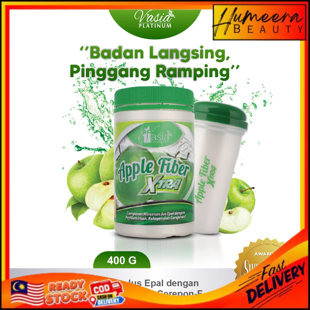 VASIA Apple Fiber Xtra, Jus Kursus Langsing Perisa Epal 400g Shopee Malaysia