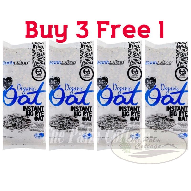 [Buy 3 Free 1] Earth Living Organic Instant Big Rye Oat 有机黑麦片 500g ...