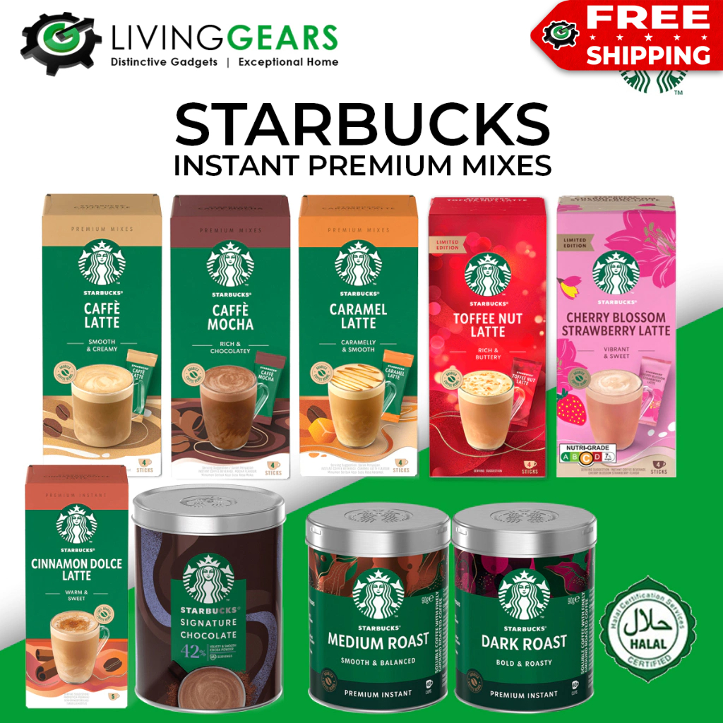 Starbucks Instant Mixes Coffee Cappuccino Caffe Latte Caramel Latte