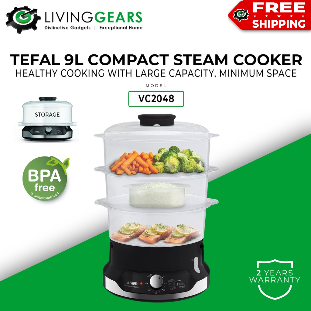 Tefal Ultra Compact Food Steamer/ Pengukus Elektrik (VC2048) 9L
