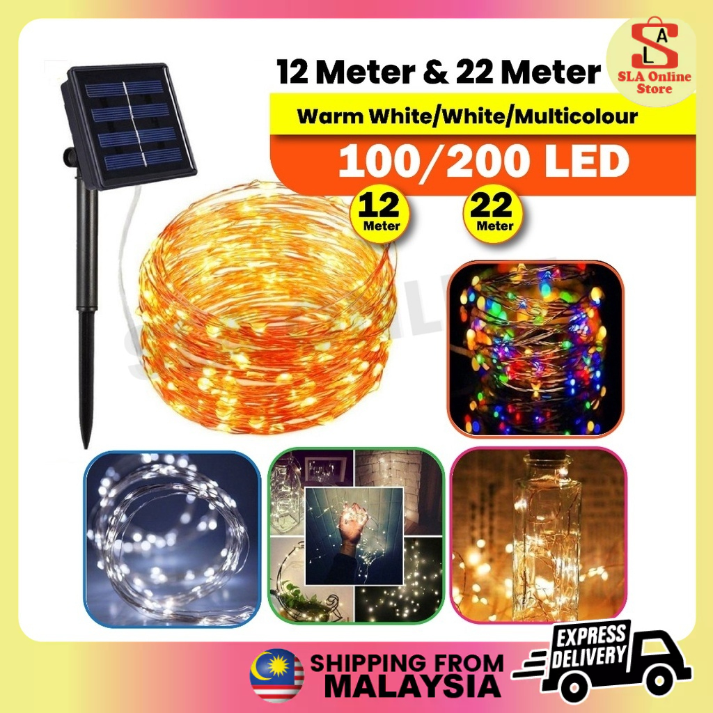 【8 MODE WATERPROOF 】HARI RAYA Auto Solar Fairy String 100 200 LED Light ...