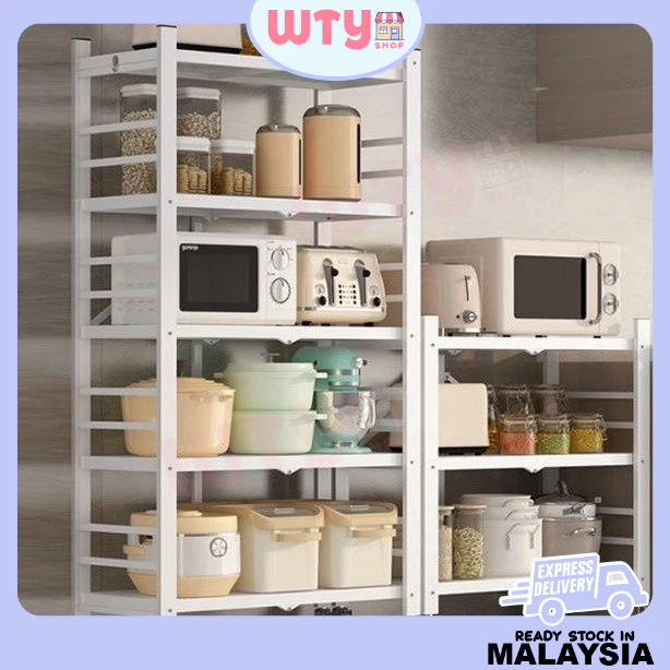 3/4/5 TIER FOLDABLE STORAGE RACK/ RODA RAK / MICROWAVE RACK/KITCHEN ...