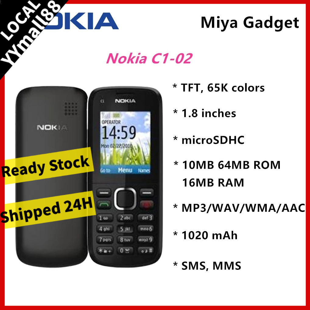 Nokia C102 - Free Charger Original Nokia Product Feature Phones Original  Nokia Product C1-02 | Shopee Malaysia