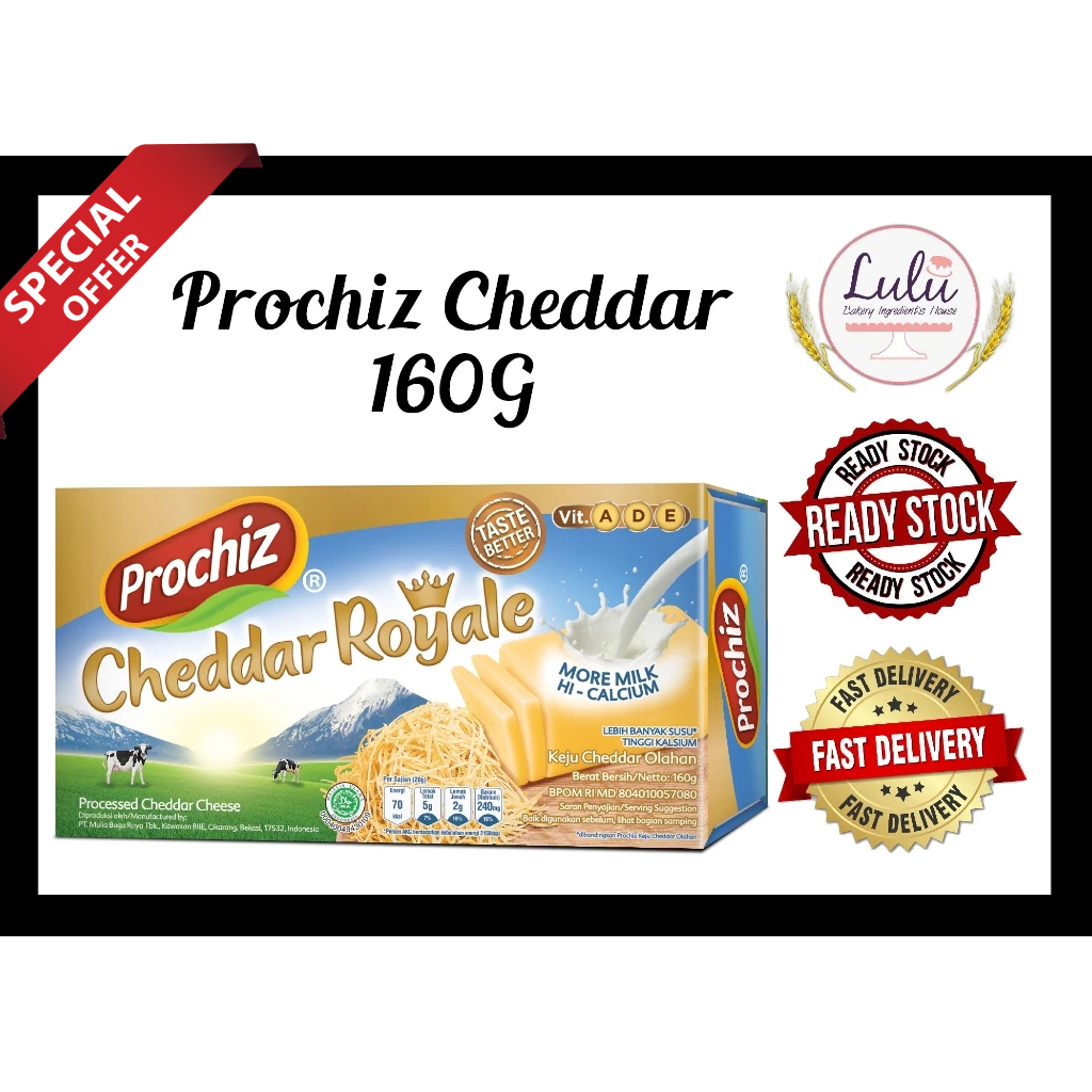 【PROMOTION】 Ready Stock PROCHIZ CHEDDAR ROYALE CHEESE BLOCK/ KEJU CHEDDAR CHEESE (HALAL) 160G