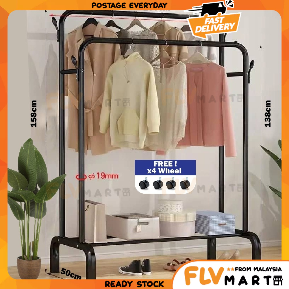 Double Pole Strong Steel Structure Laundry Rack Cloth Organizer Cloth ...