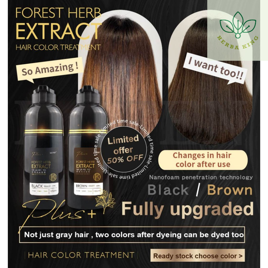KAFEN - Forest Herb Extract Hair Dye Shampoo 400ml White Gray Hair Dye ...