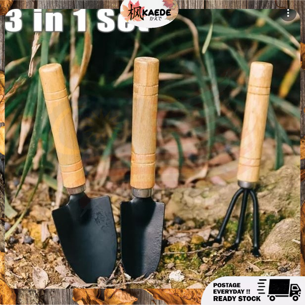 3pcs Mini Plant Garden Planting Tools Set With Wooden Handle Shovel ...