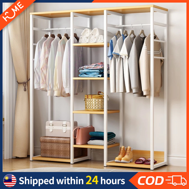 Cloth Wardrobe Cabinet Almari Rak Baju Metal Wardrobe Storage Clothes ...