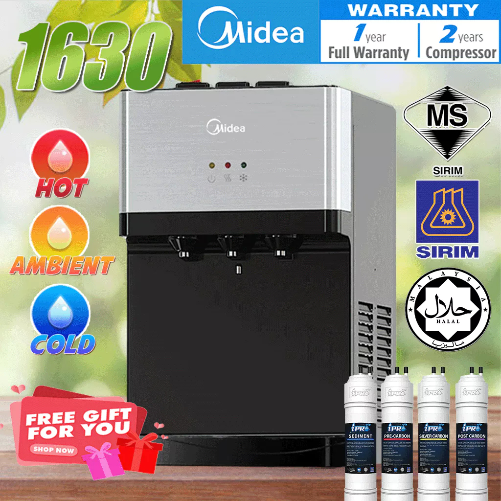 Midea 1630 Hot&Warm&Cold Water Dispenser - 4 pcs HALAL Filter ...