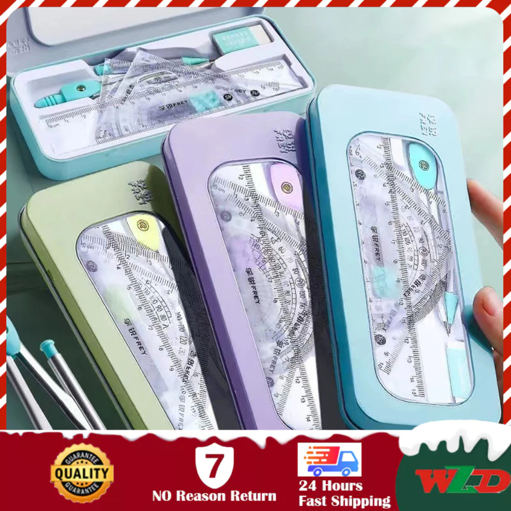 【Ship from KL】Sanrio 7 Pcs/Set Geometry Compasses Ruler Protractor Cute ...