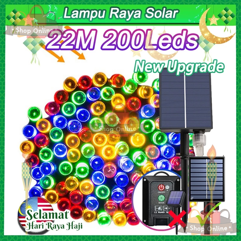 2024 Lampu Raya 22M Led Lights Outdoor Festoon Led Lamp Solar Garden ...