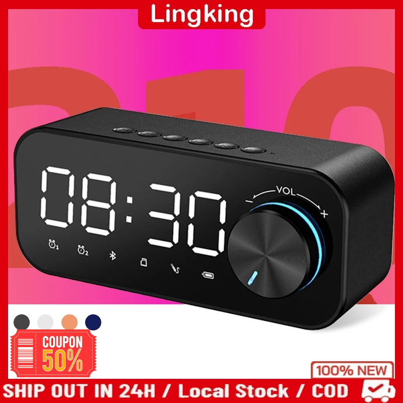 Bluetooth Speaker Wireless with Thermometer Alarm Clock LED HiFi Super ...