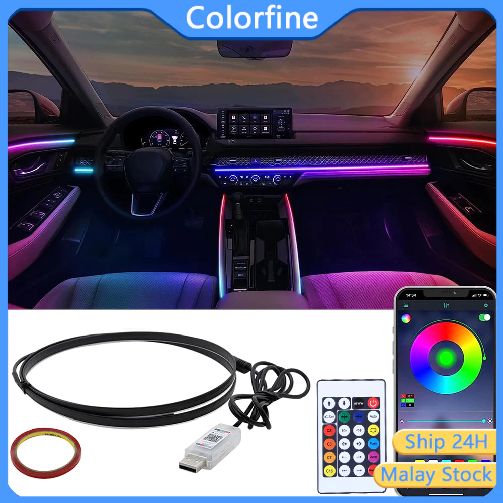 Universal Car Ambient Lights LED Interior RGB Symphony Atmosphere Lamp ...