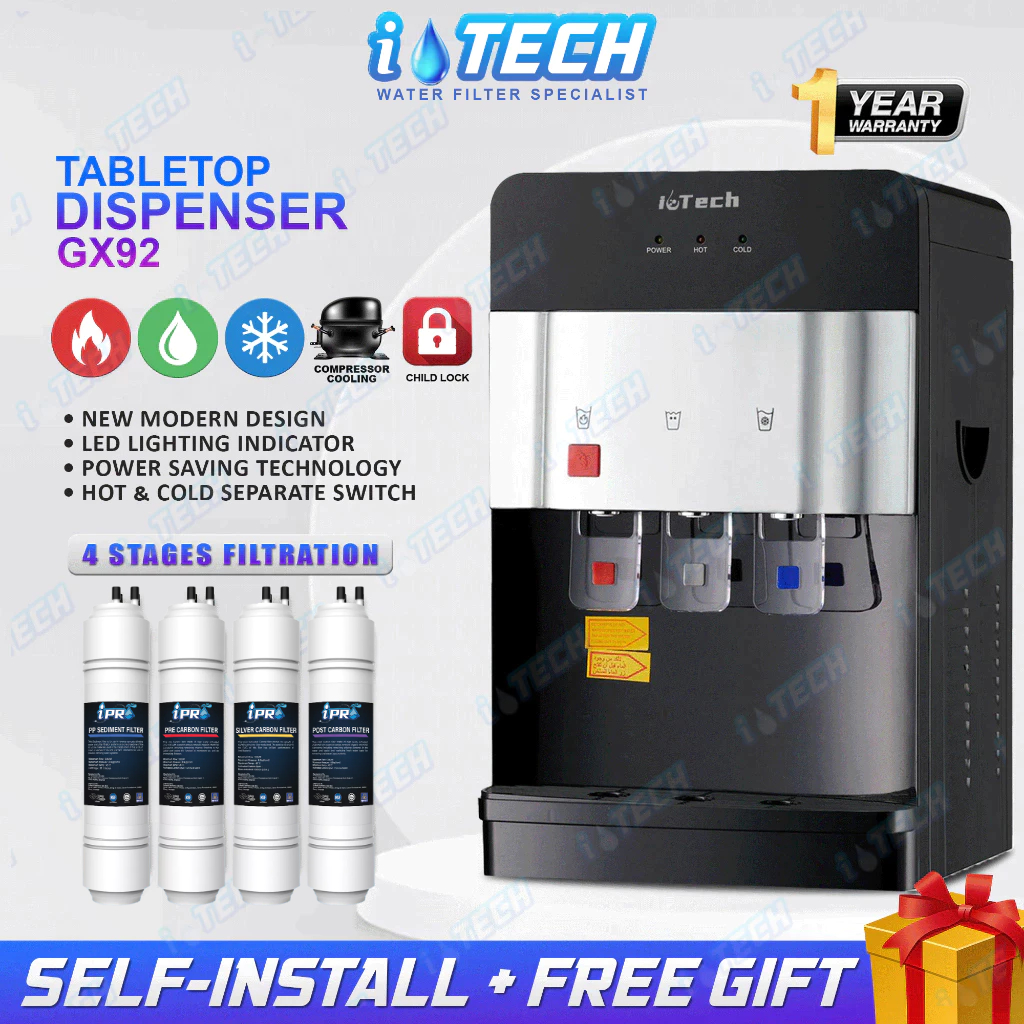 𝐈-𝐓𝐄𝐂𝐇 Hot Normal Cold Tabletop Water Dispenser GX92 - Compressor ...
