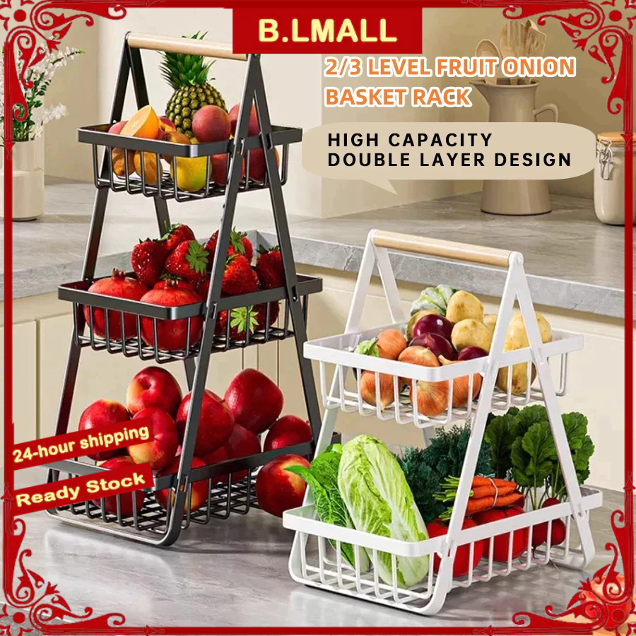 2/3 Tier Onion Rack Fruit Basket Rak Bawang Bertingkat Vegetable ...