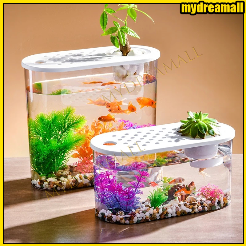 [Ready] Desktop HD Transparent Ecological Betta Fish Tank /Plastic Fish ...