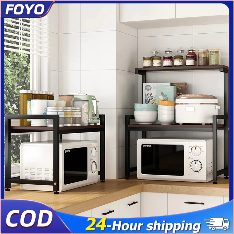 Single/Double Layer Oven Rack K Leg Wooden Microwave Shelf Kitchen ...