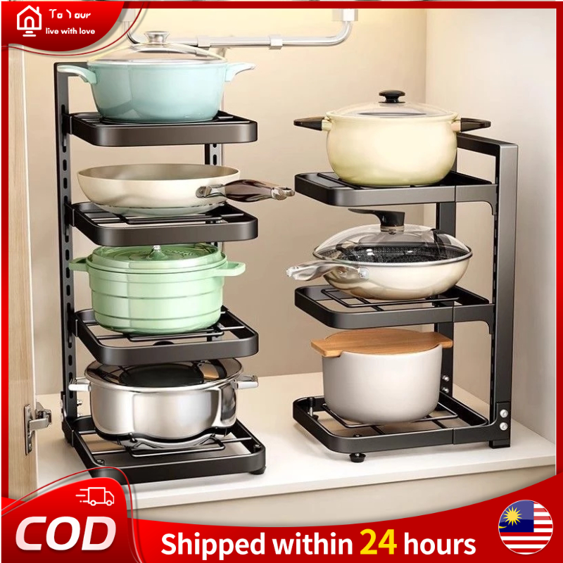 Kitchen Rack Rak Bawah Under Sink Shelf Rak Dapur Storage Rack Pot and ...