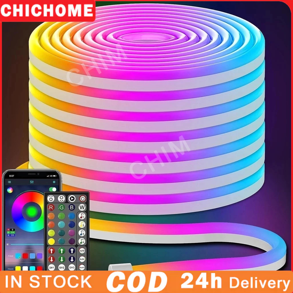 RGB Neon Light Strip with APP and Remote Waterproof Music Sync Mode for ...